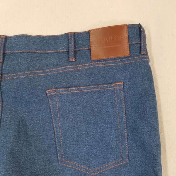 MTailor Jeans men's 44x29 relaxed straight custom-made blue stretch denim pants - Picture 10 of 12